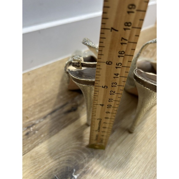 Jimmy Choo Gold‎ Glitter Nova /247 Clue Peep Toe Slingback Sandals 40.5 - Picture 6 of 13